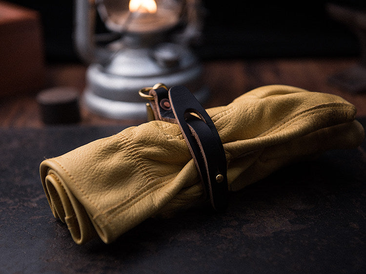 Leather Motorcycle Glove Clamp – Handlebar Glove Holder – Japanese vintage | yamalin clothes | Yamalinclothes