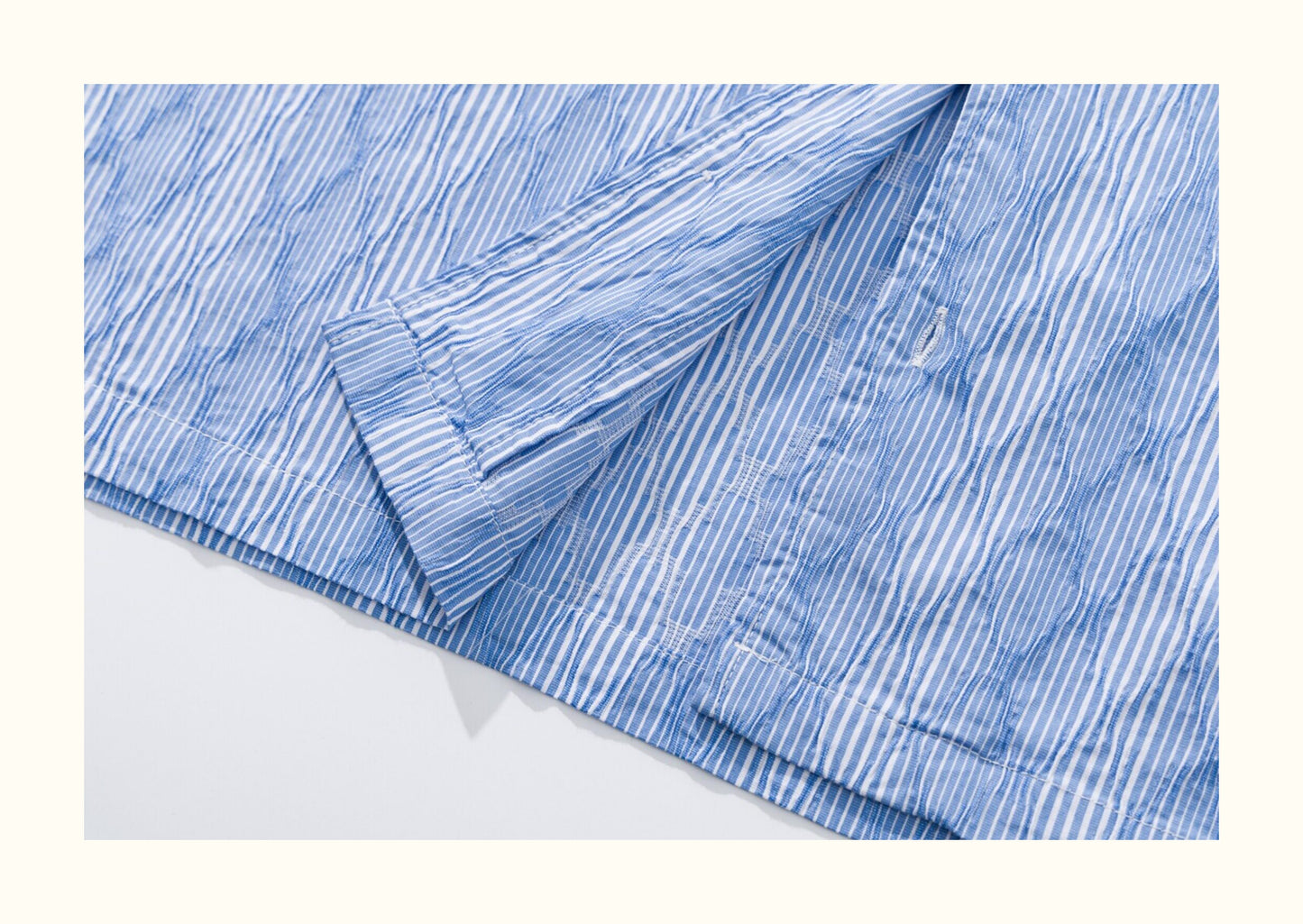 Diamond Texture Striped Short Sleeve Shirt – Loose Unisex Casual Summer