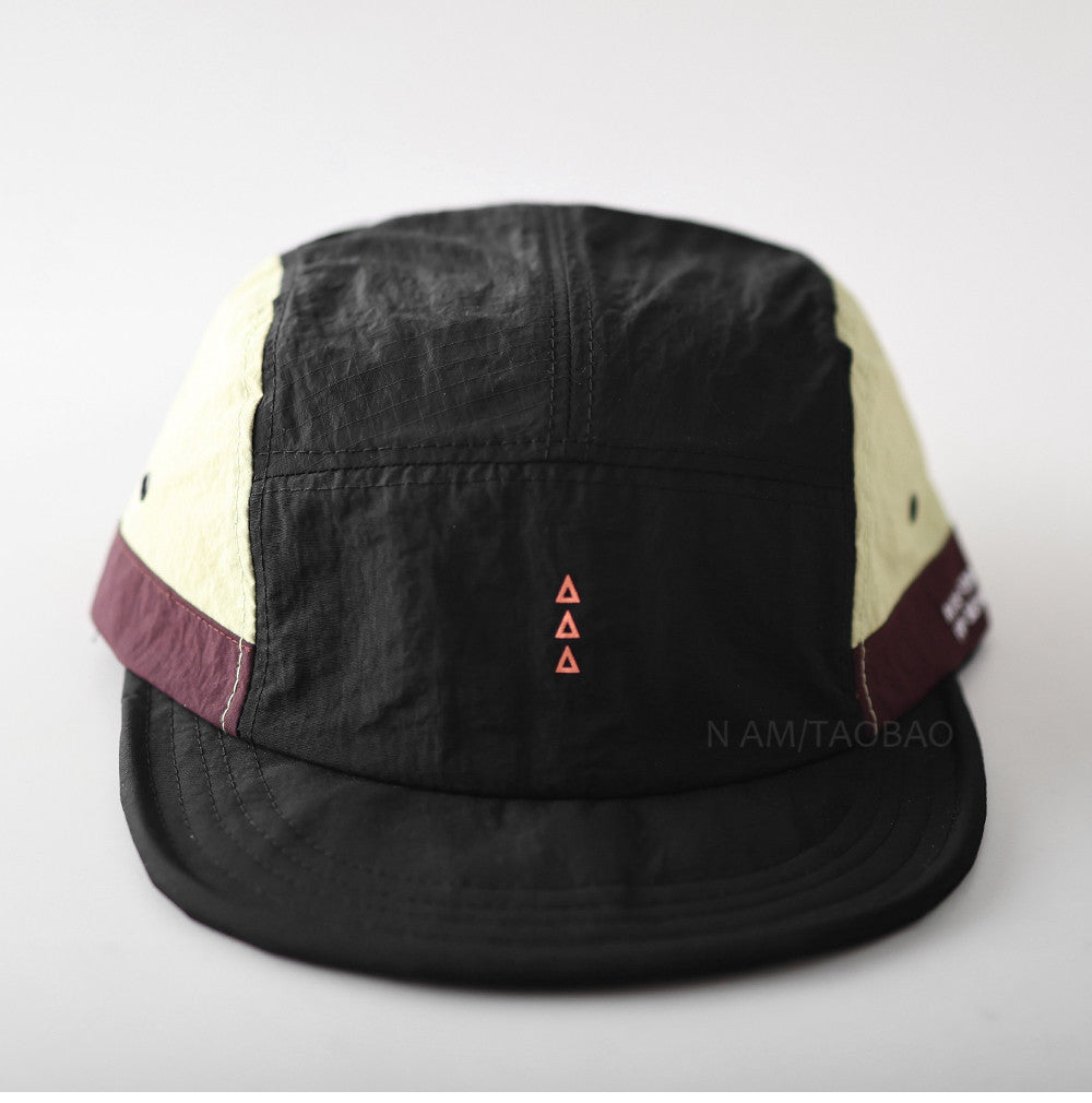 Quick-Dry Color-Block Short Brim Cap – Letter Print Sporty Unisex – cap | japanese streetwear | vintage workwear | unisex | Yamalinclothes