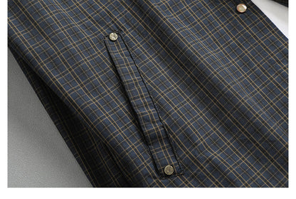 Japanese Retro Plaid Shell Buckle Long Sleeve Shirt – Loose Versatile Cotton Shirt for Men – Japanese vintage | yamalin clothes | Yamalinclothes