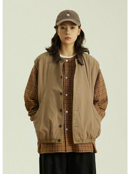 Workwear Vest – Contrast Corduroy Collar | Yamalinclothes