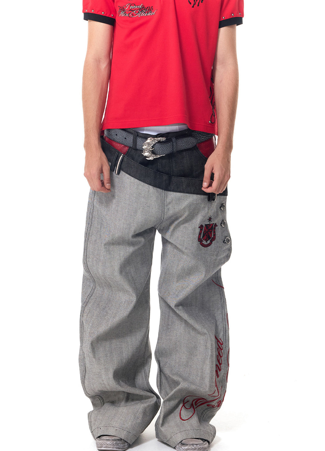 Wide-Leg Jeans – Asymmetric Double Waist