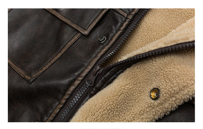 Lamb Fur Leather Jacket – Japanese Vintage Oversized Unisex