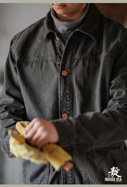 Washed Distressed Cargo Lapel Cotton Jacket – Vintage Loose Unisex