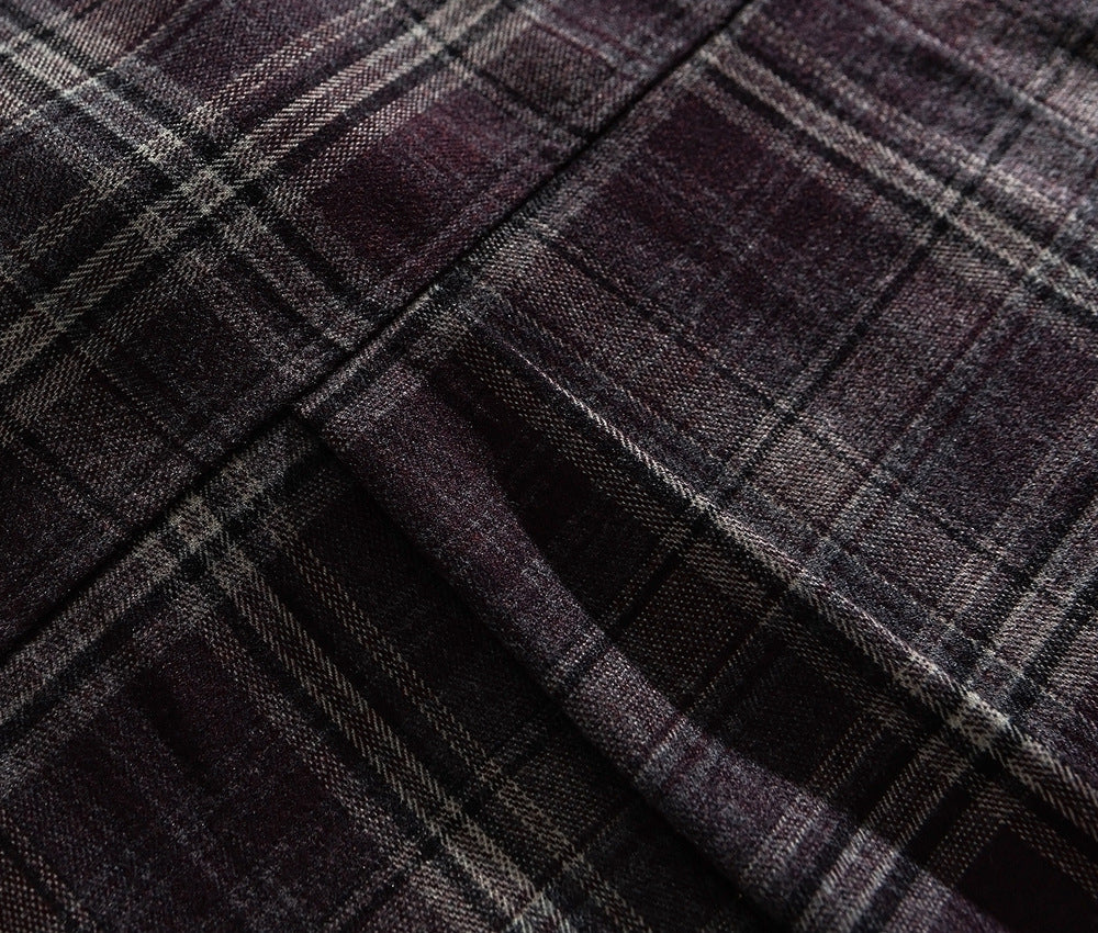 Japanese Vintage Large Plaid Wool-Blend Long-Sleeve Shirt – Oversized Unisex