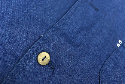 Blue Dyed Denim Print Stitching Shirt – Japanese Retro Unisex Casual