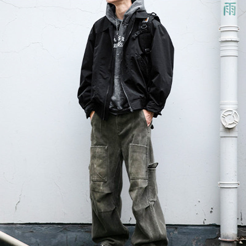 Deconstructed Lapel Cargo Jacket – Loose Vintage Unisex Streetwear – Japanese vintage | yamalin clothes | Yamalinclothes