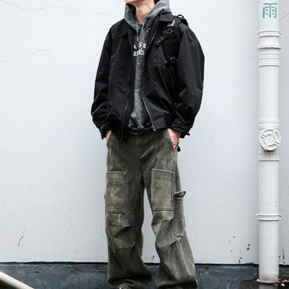 Deconstructed Lapel Cargo Jacket – Loose Vintage Unisex Streetwear – Japanese vintage | yamalin clothes | Yamalinclothes