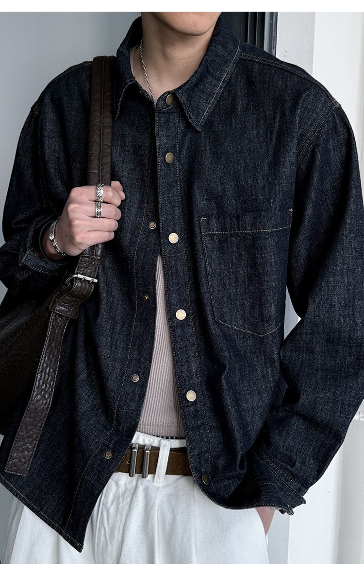 Denim Shirt – Washed Texture & Snap Front | Yamalinclothes
