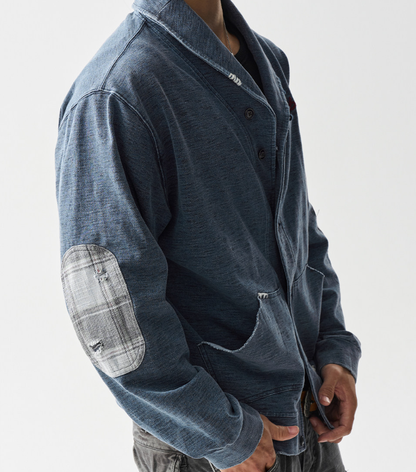 American Vintage Washed Distressed Zip-Up Cardigan – Contrast Collar Oversized Sweatshirt