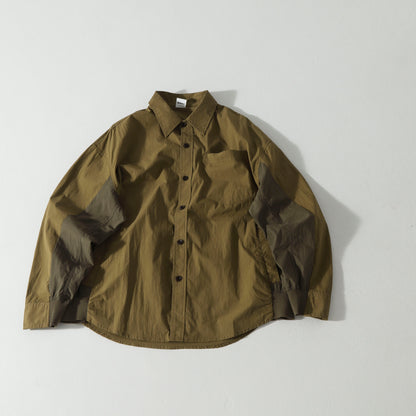 Japanese Patchwork Workwear Shirt – Heavyweight Loose Wide-Fit Long-Sleeve