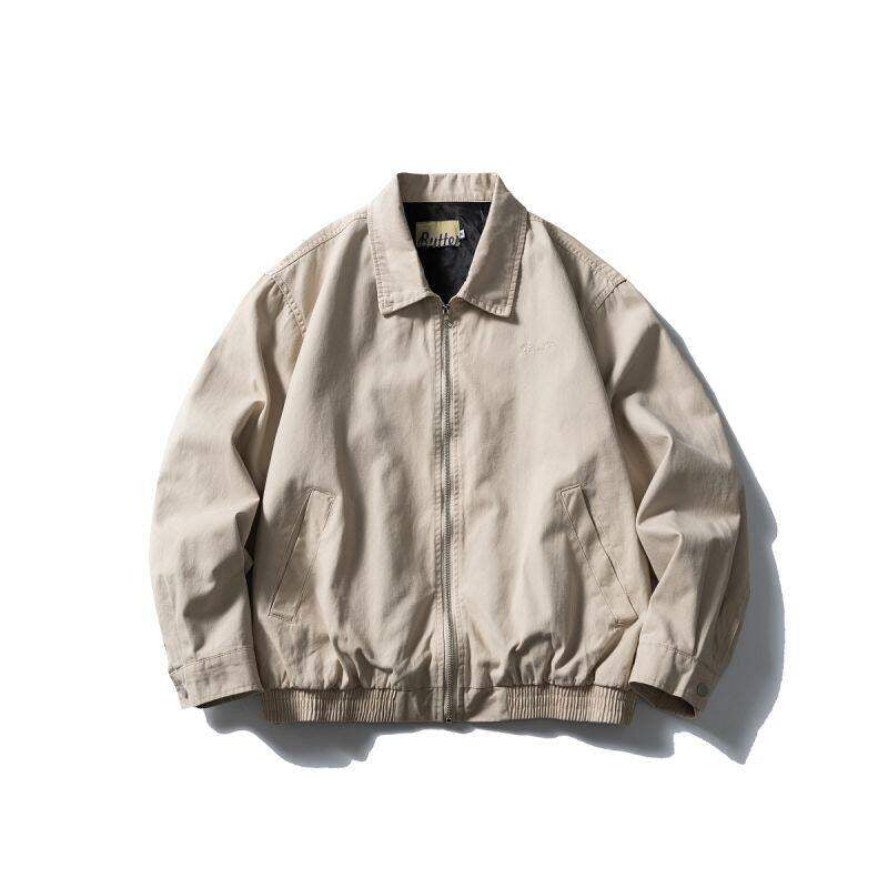 Washed Cotton Lapel Cargo Jacket – Retro Loose Unisex Casual Streetwear