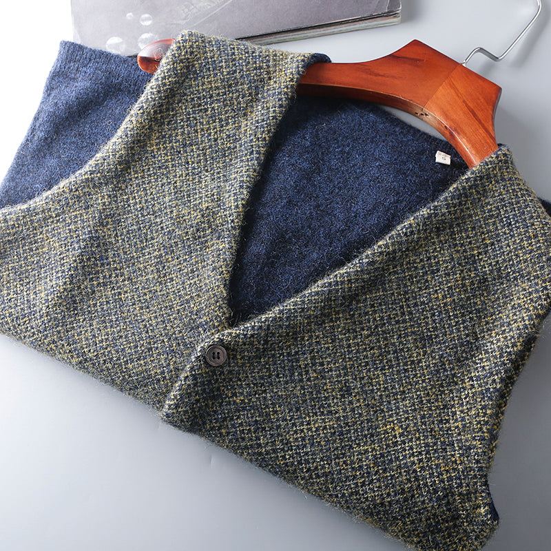 Heavy goods Italian order! Mohair + wool autumn and winter men's knitted cardigan sweater vest