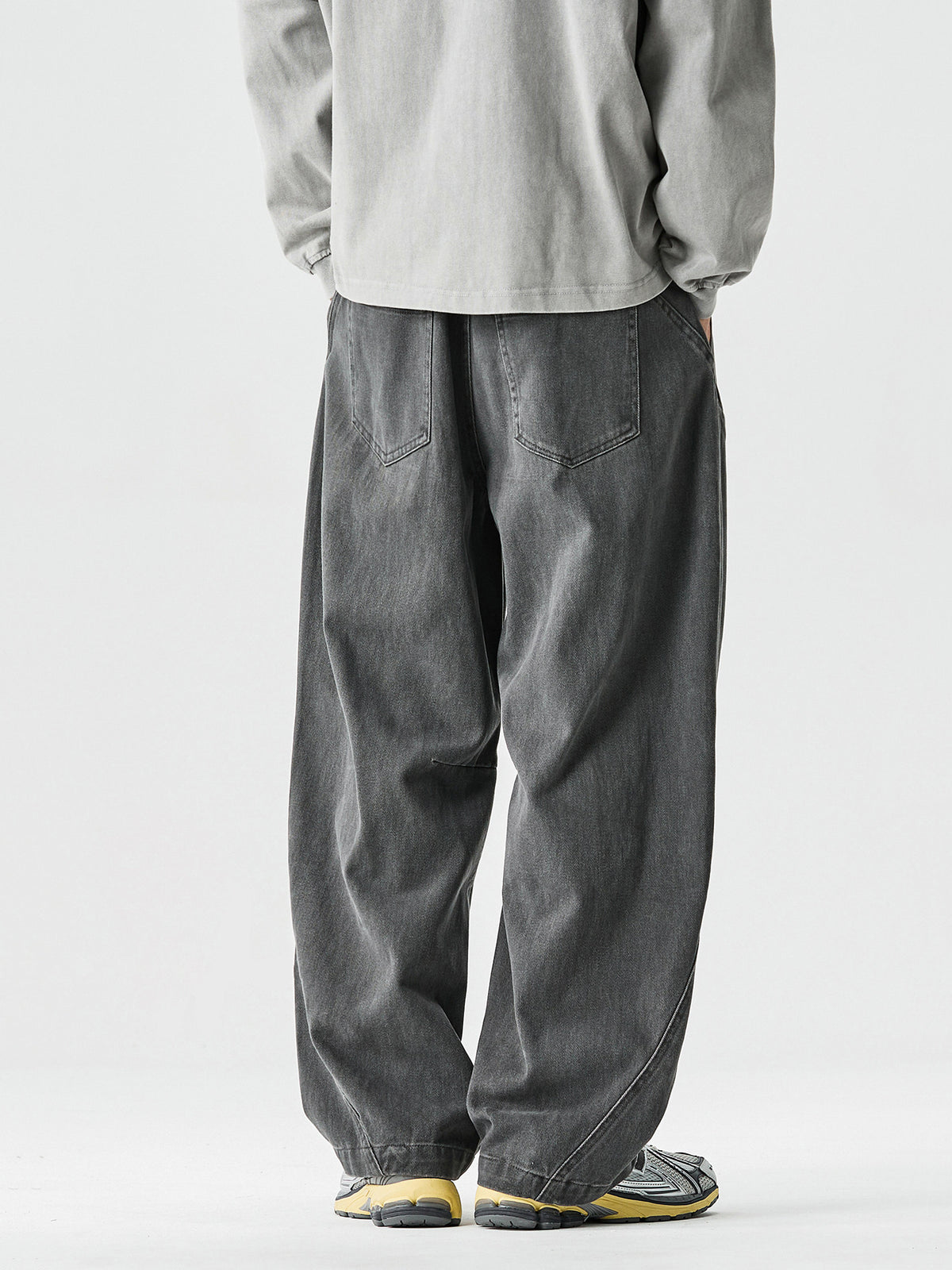 Curved-Leg Pants – Washed Finish & Panel Seams | Yamalinclothes