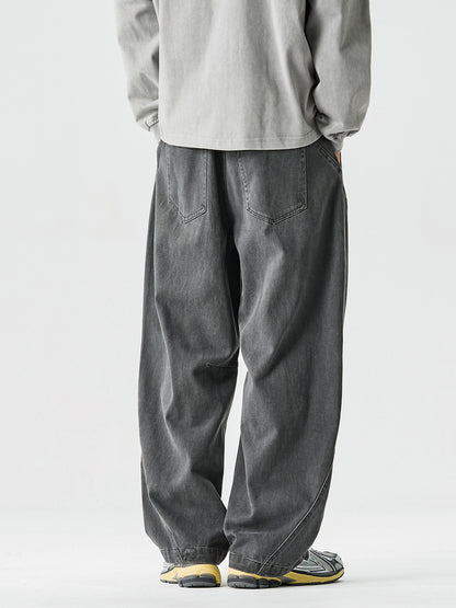 Curved-Leg Pants – Washed Finish & Panel Seams | Yamalinclothes