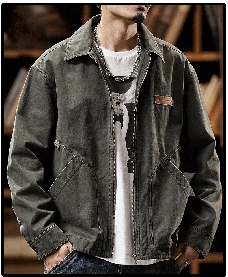 Detroit Vintage Cargo Jacket – Washed Cotton American Workwear Barn Coat for Men | Japanese vintage | yamalin clothes | Yamalinclothes