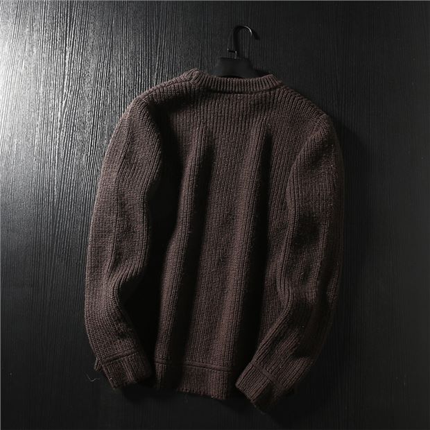 X01 Thickened!  All wool!  Export Europe and America men's foreign trade factory cut label tail goods knitted sweater winter coat
