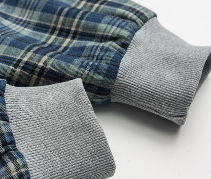 American Vintage Plaid Hooded Cardigan – Oversized Unisex Cotton Sweatshirt Jacket