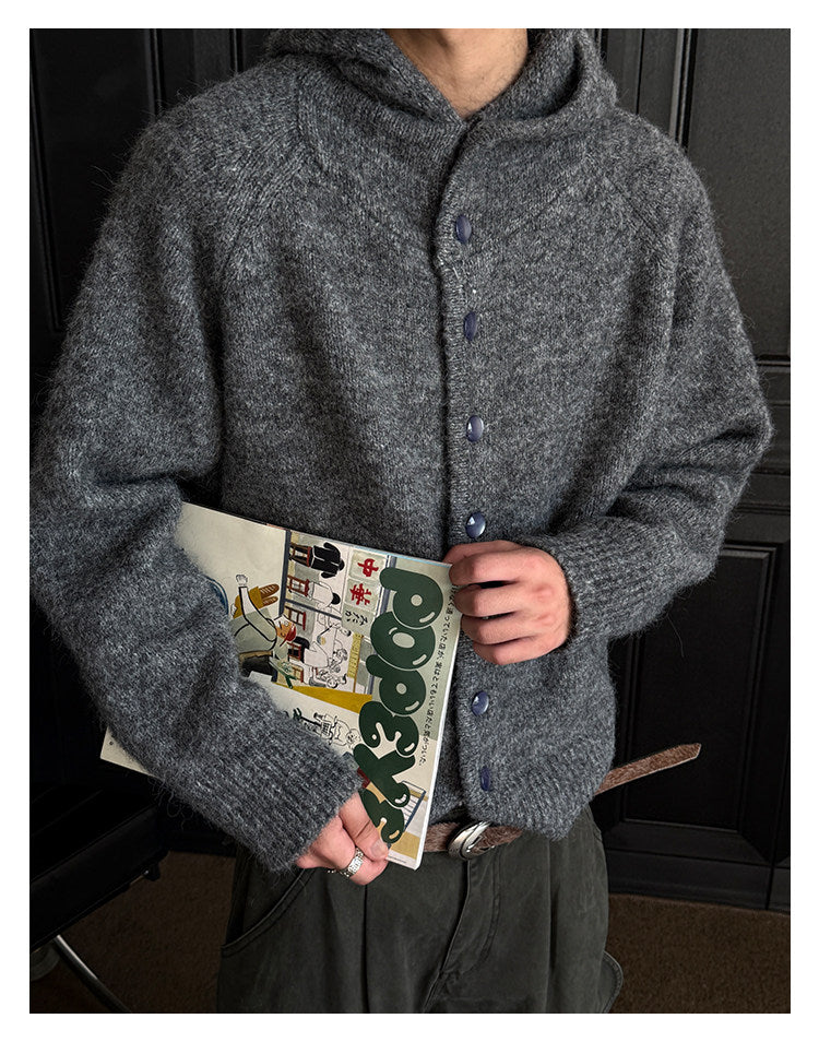 Heavyweight Hooded Knit Sweater – Wool Blend Unisex Cropped