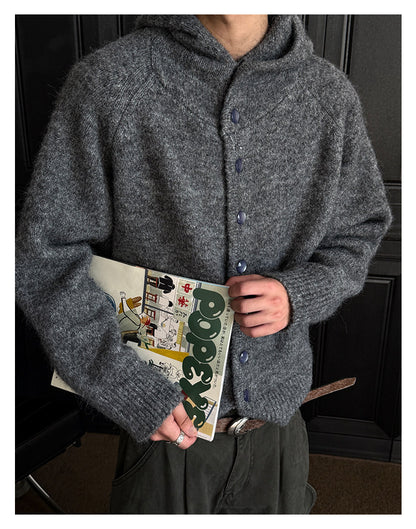 Heavyweight Hooded Knit Sweater – Wool Blend Unisex Cropped