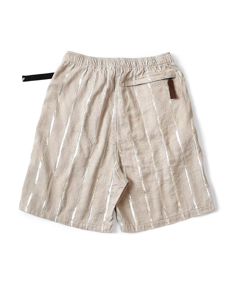 Linen Chunky Striped Shorts – Bright Color Drawstring Elastic Waist Japanese Streetwear