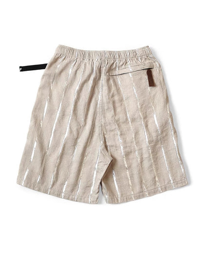 Linen Chunky Striped Shorts – Bright Color Drawstring Elastic Waist Japanese Streetwear
