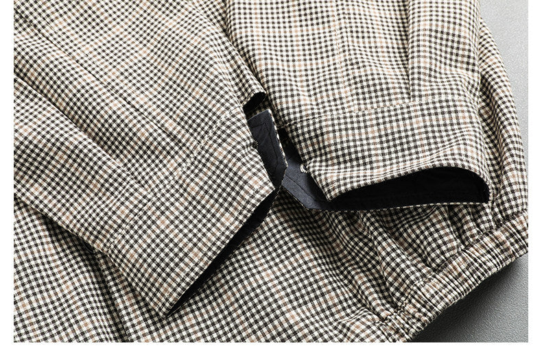 Japanese Retro Plaid Stand Collar Cropped Jacket – Cleanfit Silhouette Spring Jacket for Men – Japanese vintage | yamalin clothes | Yamalinclothes
