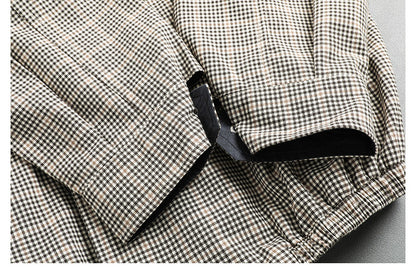 Japanese Retro Plaid Stand Collar Cropped Jacket – Cleanfit Silhouette Spring Jacket for Men – Japanese vintage | yamalin clothes | Yamalinclothes