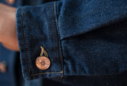 Vintage Denim Work Shirt Jacket – Loose Fit Japanese Style Cargo Shirt for Men – Japanese vintage | yamalin clothes | Yamalinclothes