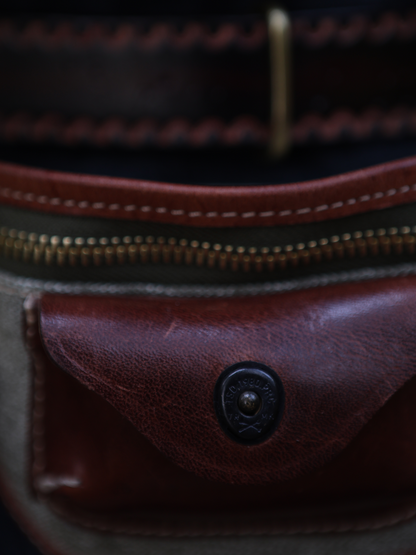 Salt & Pepper Canvas Leather Waist Bag – Handmade Unisex Fanny Pack