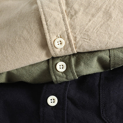 Japanese Literary Retro Stand Collar Long Sleeve Shirt - Loose Casual Unisex Pure Cotton Shirt