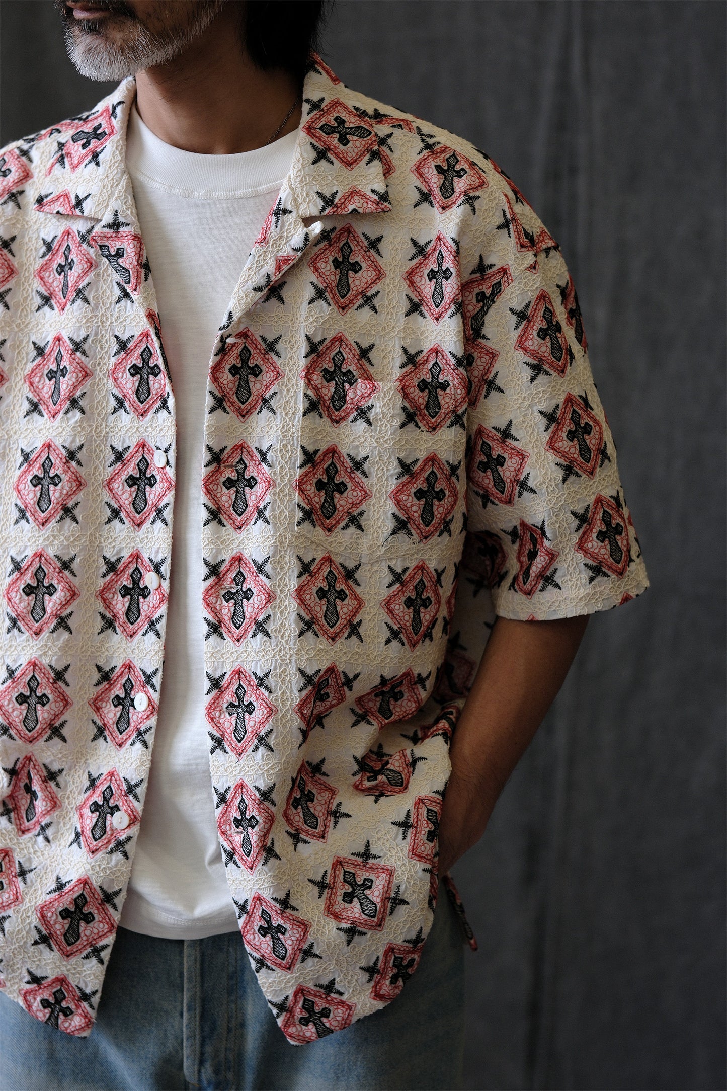 Vintage Kangzheng Labour Union Vintage 100 needle jacquard short sleeves Hawaiian Cuban lining LU958 – Japanese vintage | yamalin clothes | Yamalinclothes