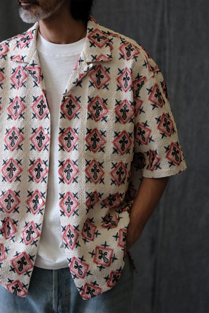 Vintage Kangzheng Labour Union Vintage 100 needle jacquard short sleeves Hawaiian Cuban lining LU958 – Japanese vintage | yamalin clothes | Yamalinclothes
