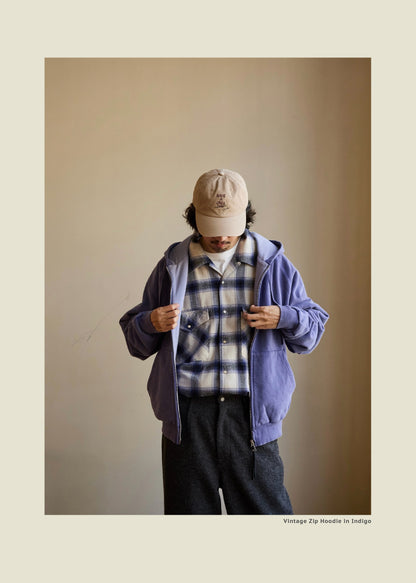 SS26 USAGE VTG Zip Hoodie - Yamalin Heavy Antique Woven Sweatshirt Washable Double Hoodie