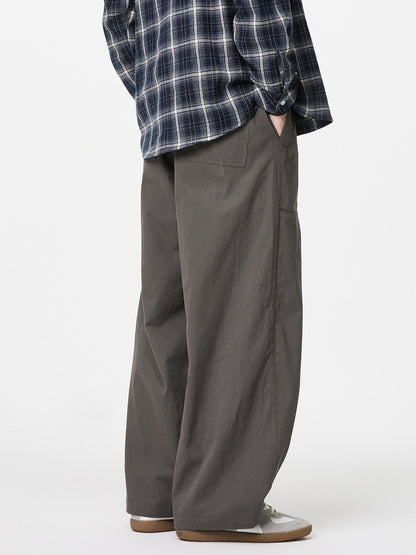 Cotton Work Pants – Elastic Waist & Wide Straight Leg | Yamalinclothes