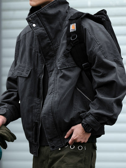 Washed Cargo Flight Jacket – Vintage Drop-Shoulder Oversized Unisex