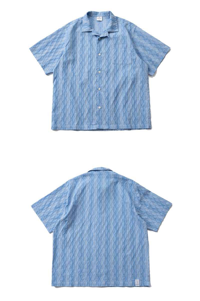 Diamond Texture Striped Short Sleeve Shirt - Loose Casual Versatile Summer Shirt for Men