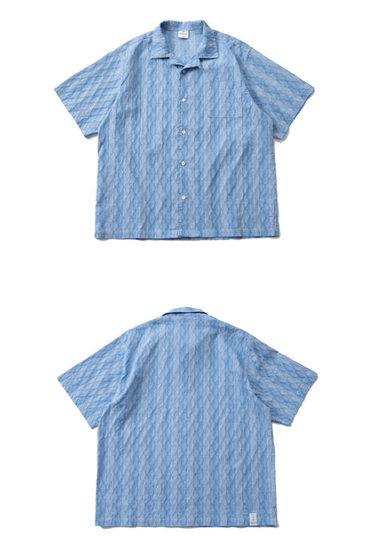 Diamond Texture Striped Short Sleeve Shirt - Loose Casual Versatile Summer Shirt for Men