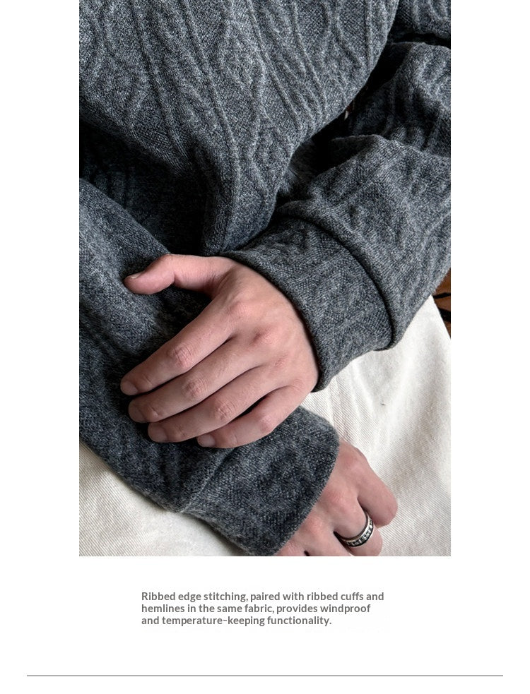 Wool Blend Patchwork Twisted Polo Collar Knit Jacket – Japanese Vintage Unisex – Sweater pullover | japanese streetwear | vintage workwear | unisex | Yamalinclothes