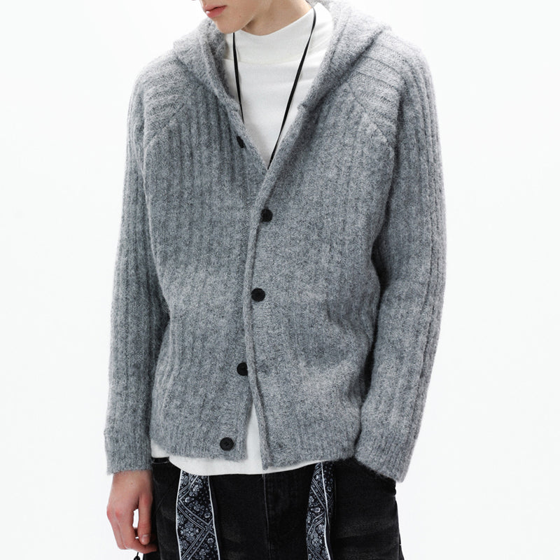 American Vintage Striped Hoodie Cardigan – Chunky Knit Men – Japanese vintage | yamalin clothes | Yamalinclothes