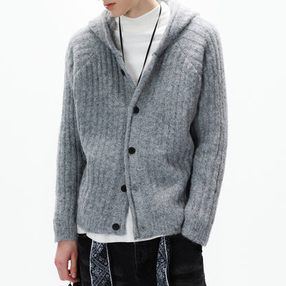 American Vintage Striped Hoodie Cardigan – Chunky Knit Men – Japanese vintage | yamalin clothes | Yamalinclothes