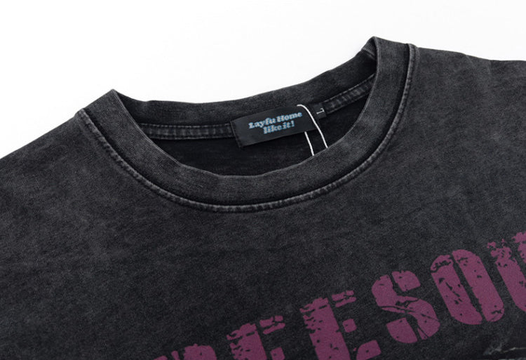 Old Newspaper Band Print Short Sleeve T-Shirt – Loose Unisex High Street – Japanese vintage | yamalin clothes | Yamalinclothes