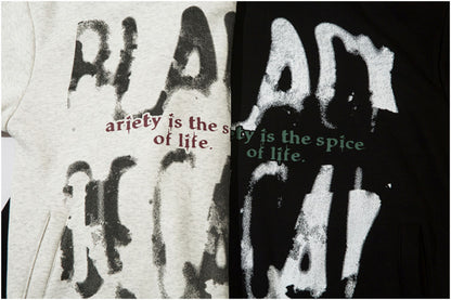 Fuzzy Letter Print Fleece Hoodie – Heavy Oversized Unisex