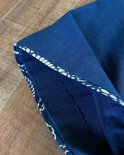 Indigo Dyed Loose Robe Jacket – Japanese Artisan Three-Quarter Sleeve Cardigan
