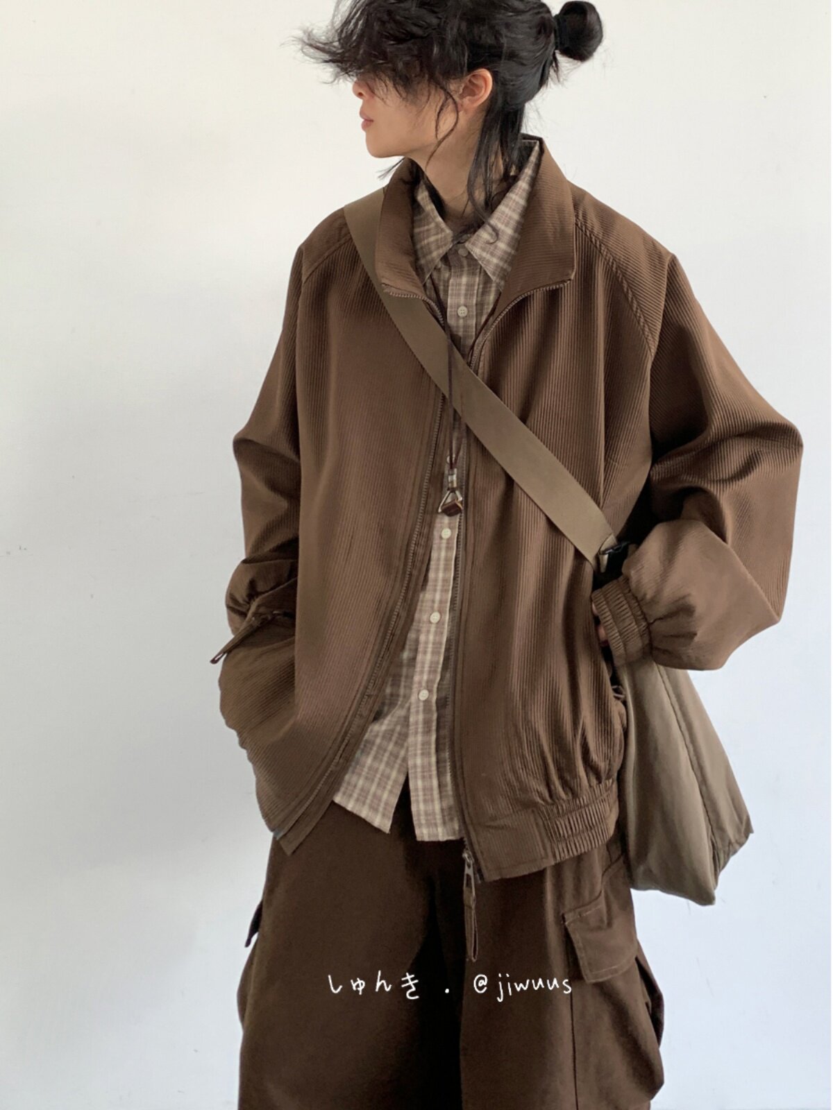 Vintage Stand Collar Cargo Jacket – Unisex Raglan Zip
