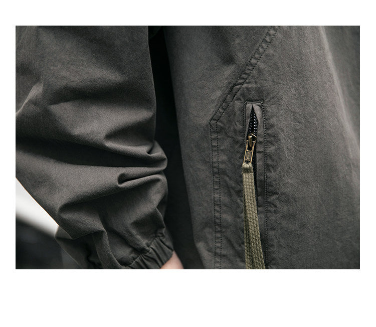 Washed Hooded Half-Zip Pullover Jacket – Japanese Vintage Oversized Unisex