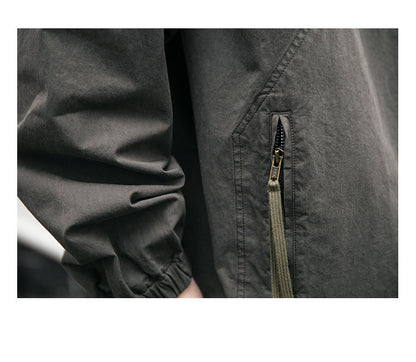 Washed Hooded Half-Zip Pullover Jacket – Japanese Vintage Oversized Unisex
