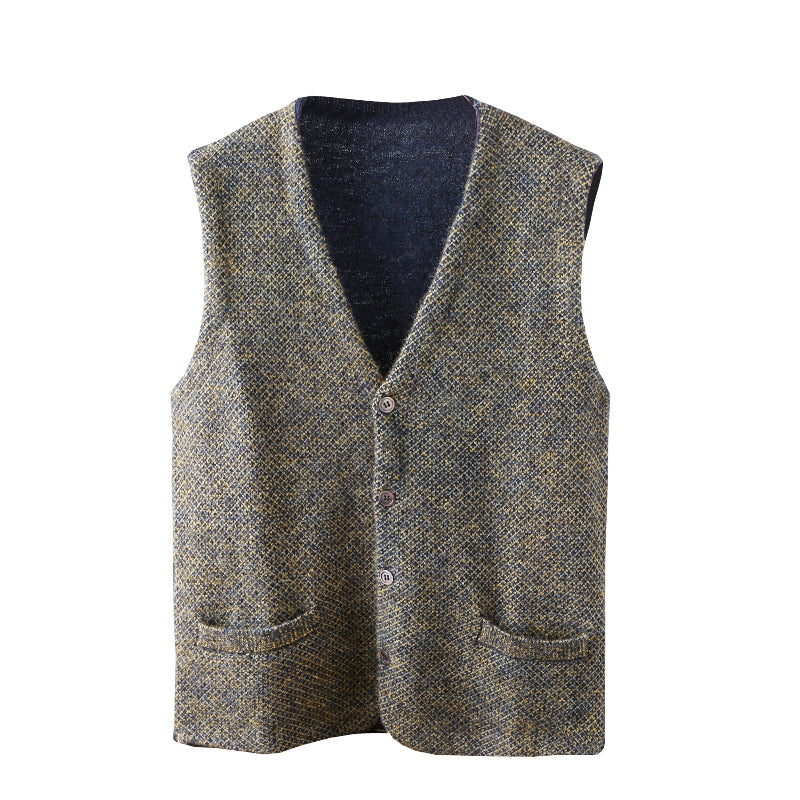 Heavy goods Italian order! Mohair + wool autumn and winter men's knitted cardigan sweater vest