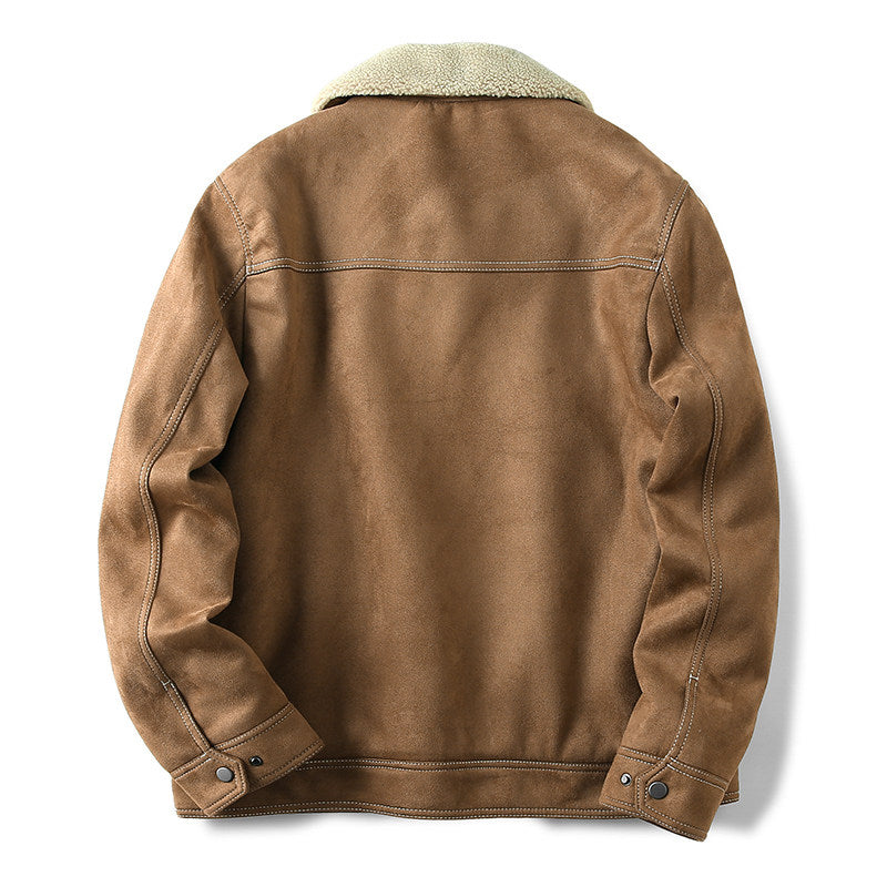 Suede Fleece Workwear Jacket – American Retro Thick Warm Unisex – Japanese vintage | fall outfits 2026 | fall winter outfits | classy winter outfits | lazy comfy outfits | japanese streetwear | vintage workwear | yamalin clothes | Yamalinclothes