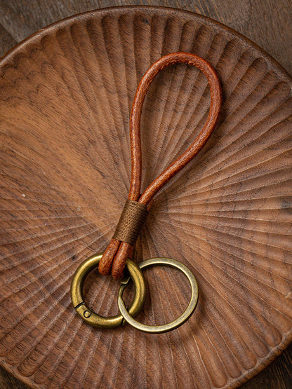 Vintage Cowhide Leather Keychain – Bracelet Pendant Charm – Japanese vintage | yamalin clothes | Yamalinclothes